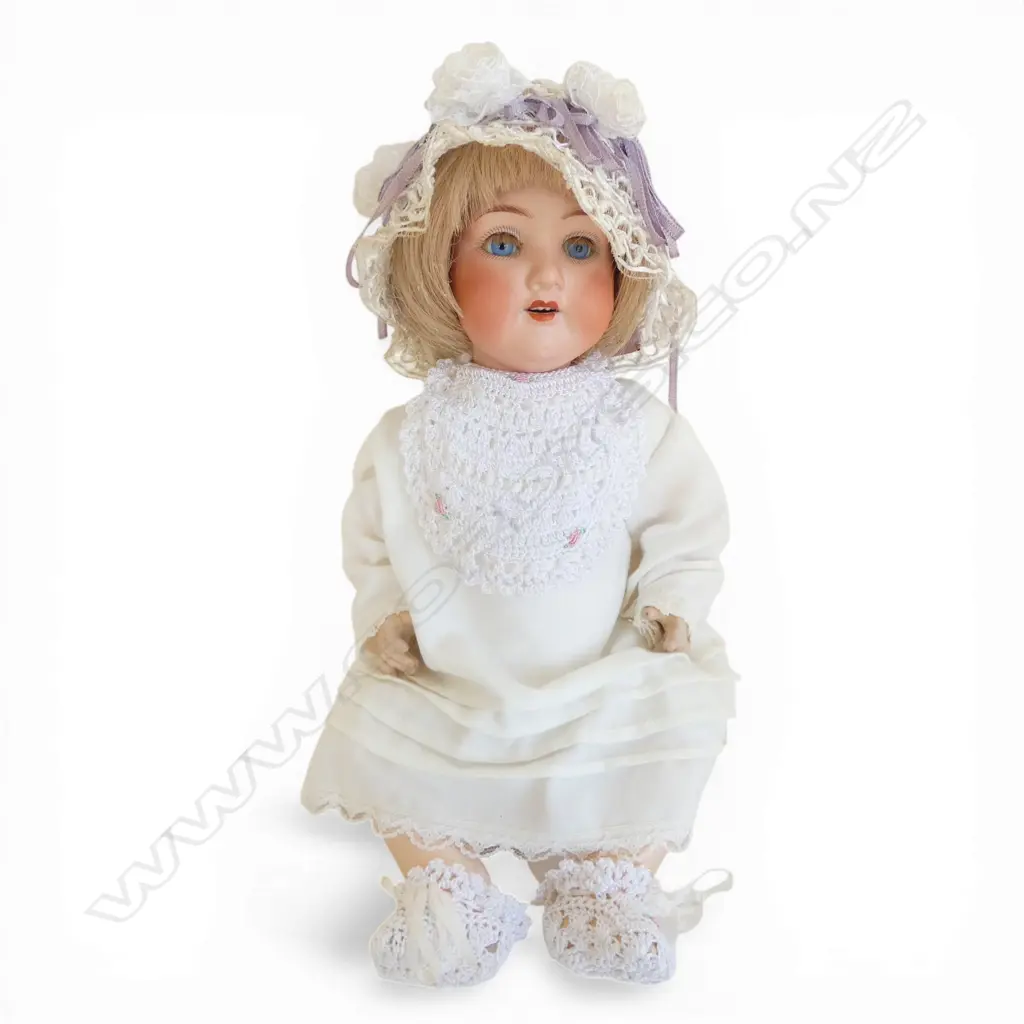 ARMAND MARSEILLE 390 EARLY 20thC PORCELAIN HEADED DOLL period dress. L.350mm Image 1++