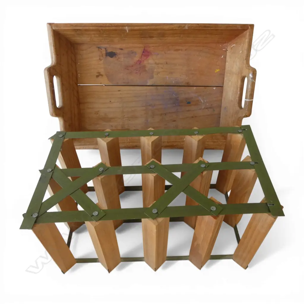 WINE RACK + VINTAGE WOODEN TRAY L.540mm Image 1++