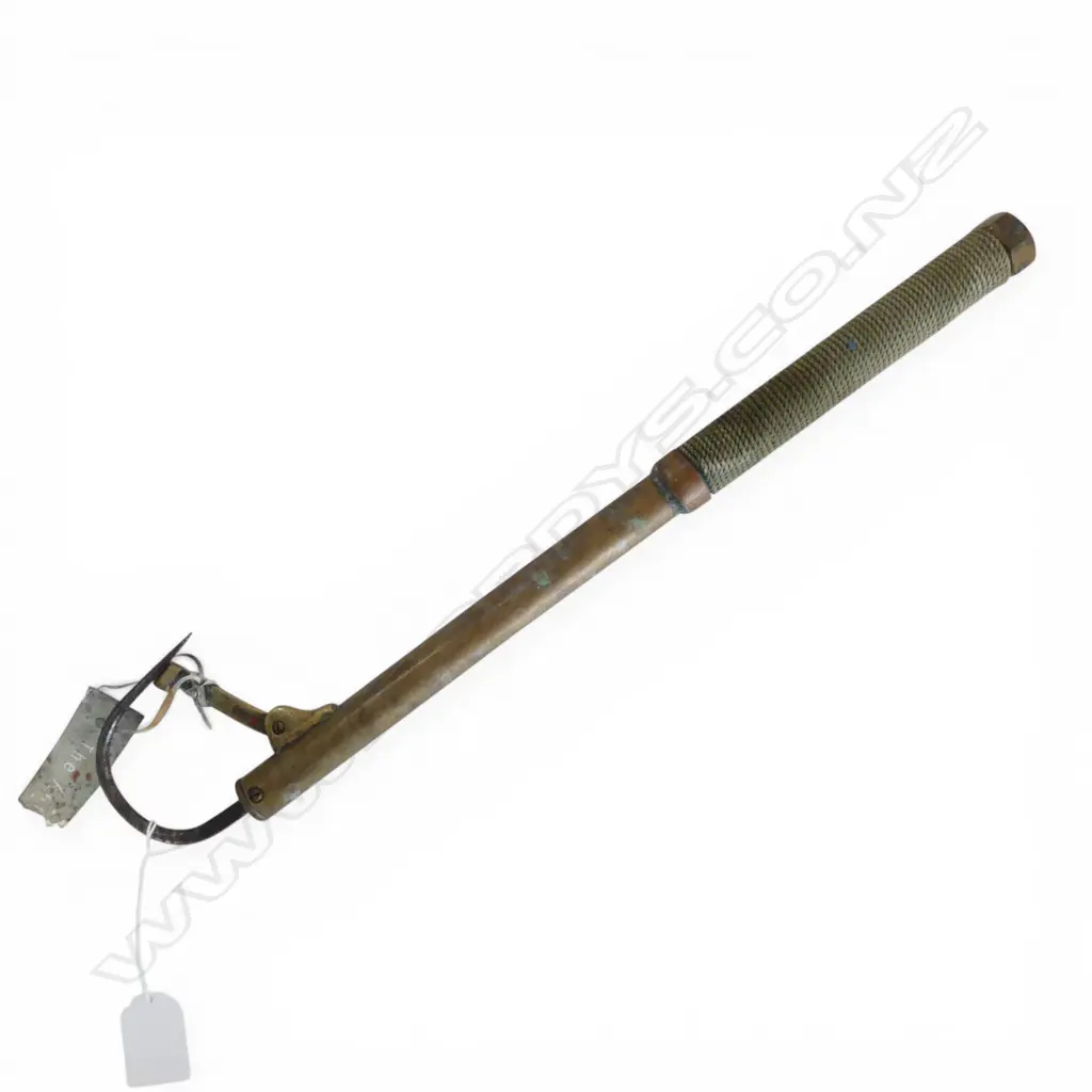 VINTAGE BRASS & ROPE BOUND HANDLED GAFF L.400mm Image 1++
