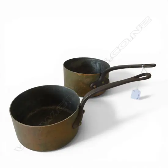 2 FRENCH COPPER PANS 205mm dia