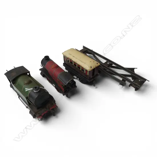 2 VINTAGE TRAINS + CARRIAGE & 3 PCES TRACK