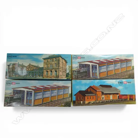 4 BOXED KIBRI HO MODEL KITS; 2 B-9450, BI9518 & B-9462
