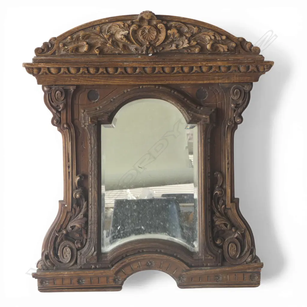VINTAGE MIRROR IN ORNATE CARVED OAK FRAME 600x510mm Image 1++