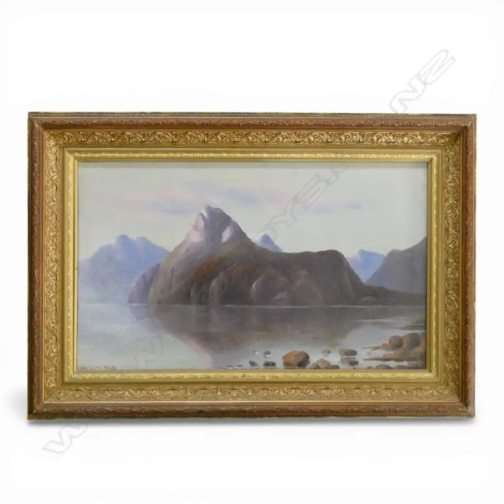JAMES PEELE, LION ROCK, MILFORD SOUND, OIL ON BOARD, 330 x  550mm Image 1++