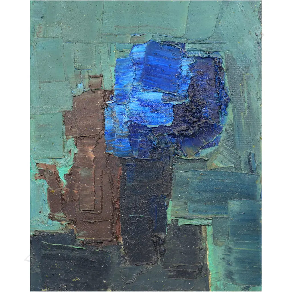 ARTIST UNKNOWN, ABSTRACT STILL LIFE, OIL ON BOARD, SIGNED & DATED 485x380mm Image 1++