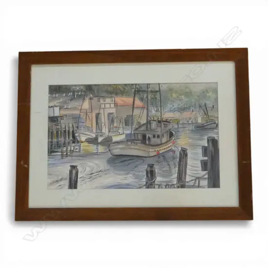 HARBOUR SCENE, MIXED MEDIA ON PAPER, SIGNED TRILBY... 290x470mm