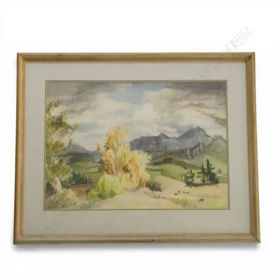 ELISE MOURANT (1921-1990), PIRONGIA (WAIKATO), WATERCOLOUR ON PAPER, 380x545mm some foxing to glass?