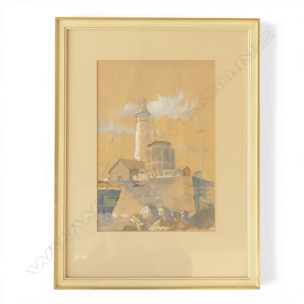 SIGNED WATERCOLOR PAINTING, LIGHTHOUSE SCENE,250 x 170mm Image 1++