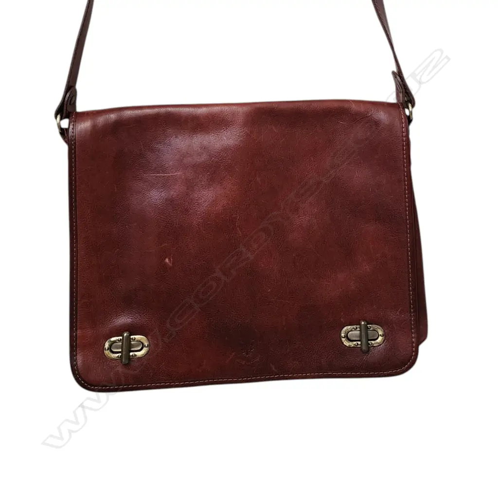 VERA PELLE BROWN LEATHER MESSENGER BAG - MADE IN ITALY Image 1++