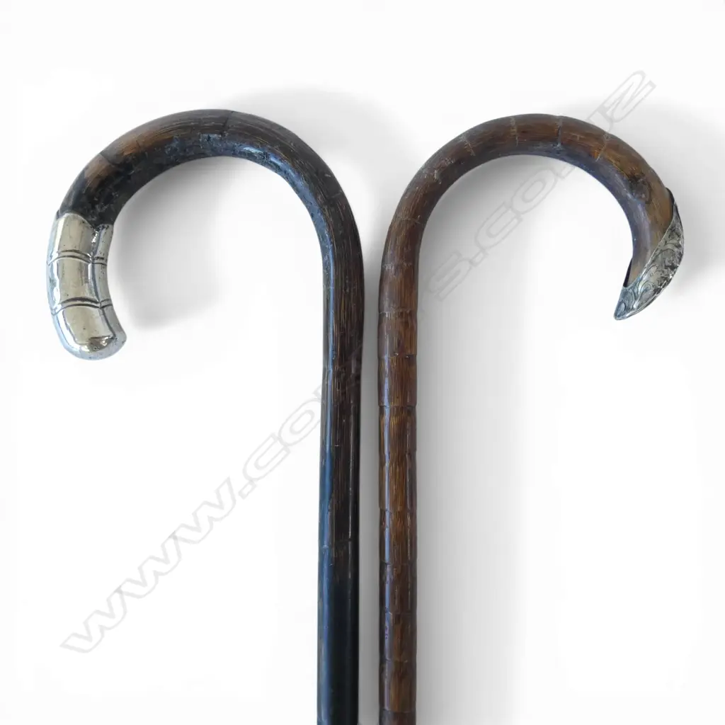 2 WALKING STICKS w. STG SILVER CAPS L.900mm Image 1++