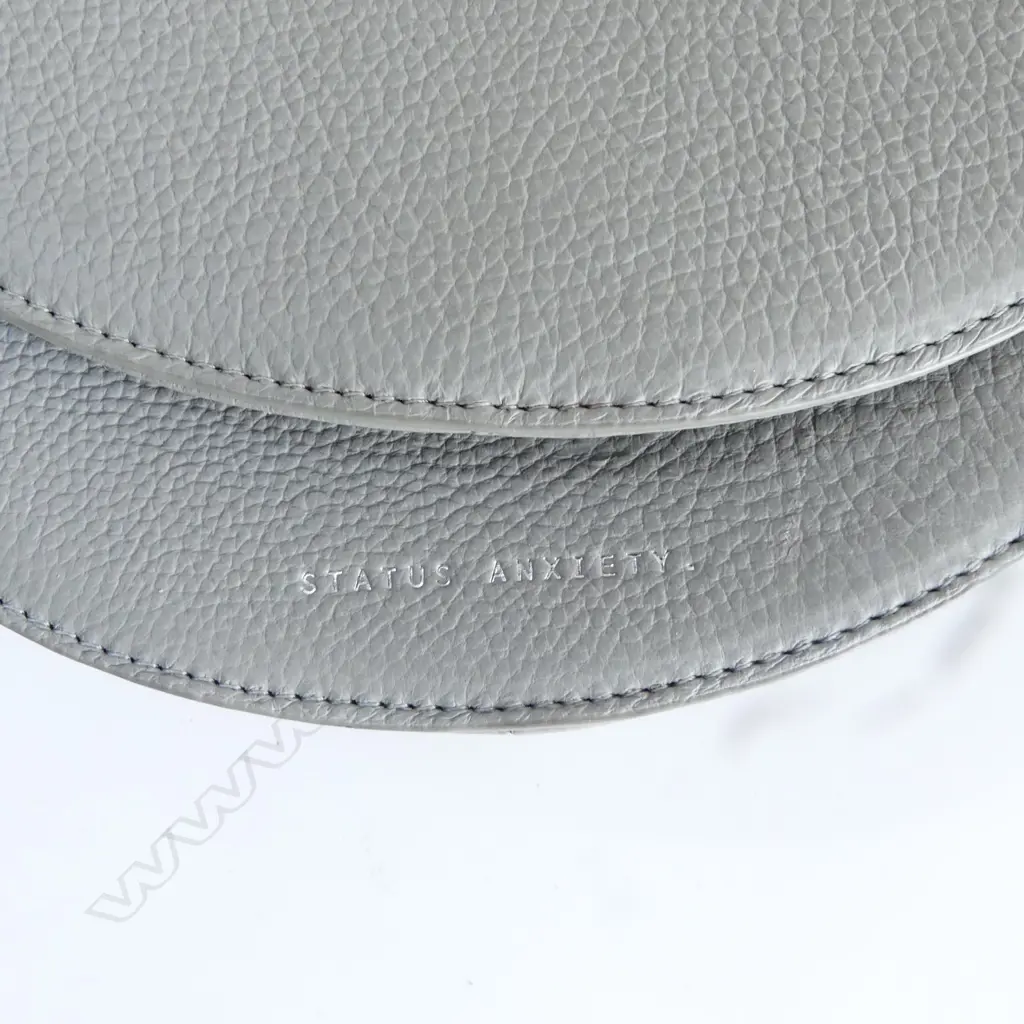 STATUS ANXIETY 'ALL NIGHTER' CROSS BODY BAG, LIGHT GREY PEBBLED LEATHER W.220mm Image 1++