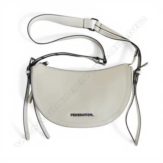 FEDERATION NZ LEATHER 'TAKE ME TO THE MOON' BAG, AS NEW w. TAGS W.340mm