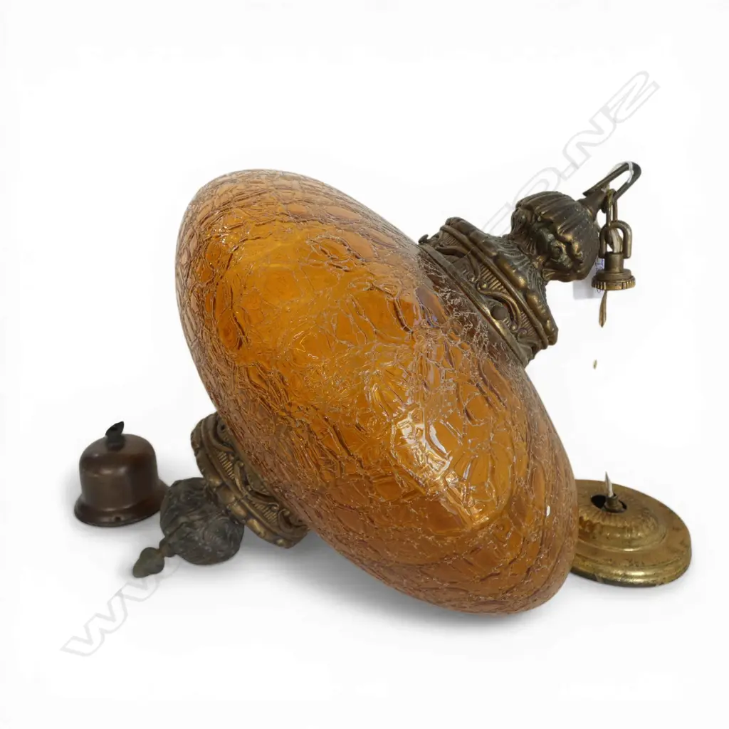 VINTAGE AMBER GLASS PENDANT LIGHT H.500mm APPROX. Image 1++