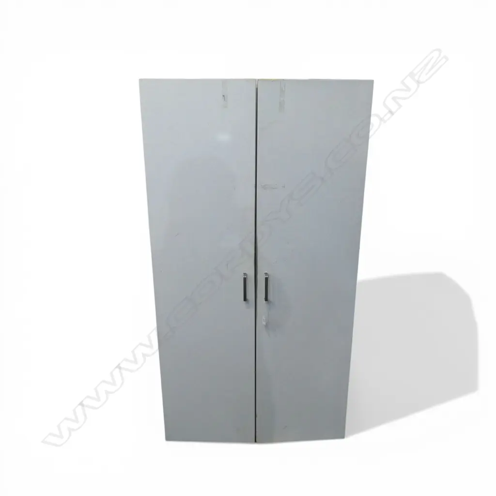 VINTAGE FRENCH MID 20thC WHITE METAL CABINET with fitted interior 800x460x1630mm Image 1++