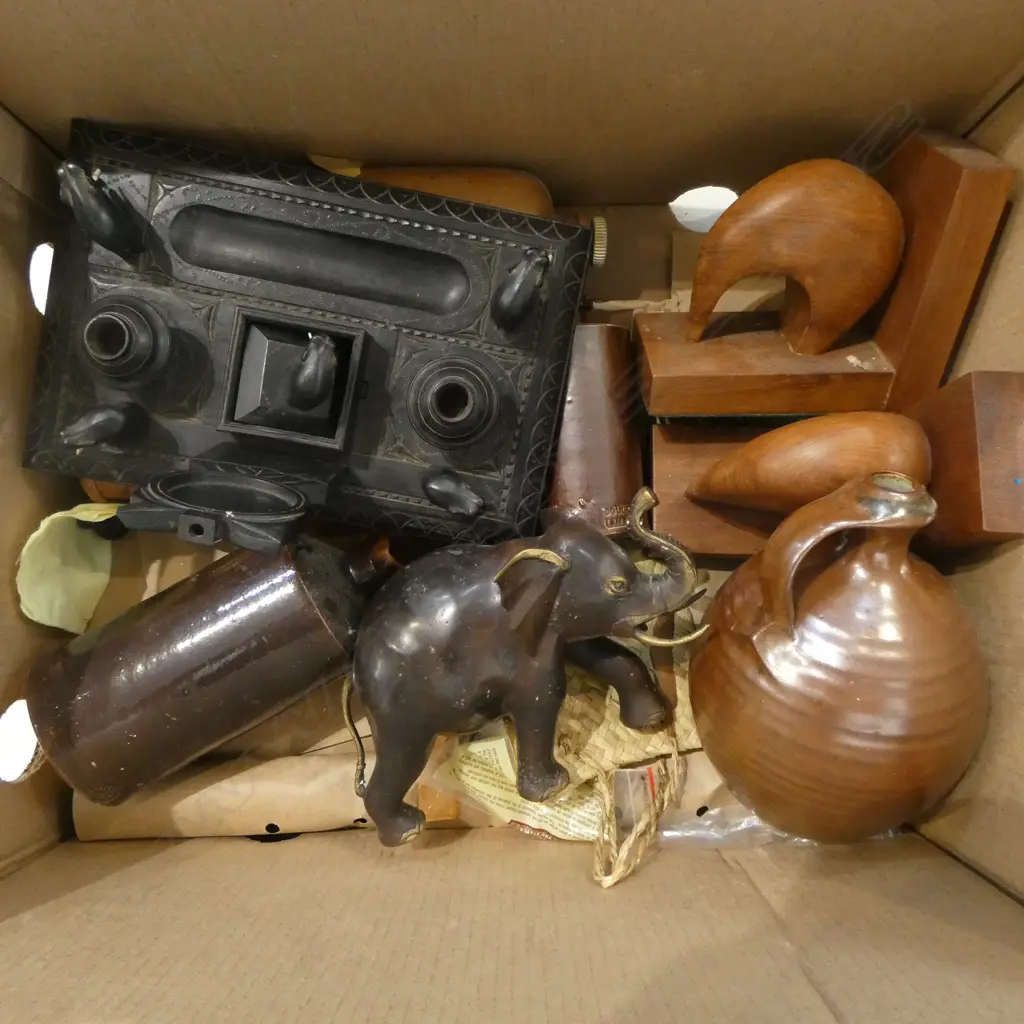 POTTERY BOTTLES, ELEPHANT DESK INK STAND ETC Image 1++