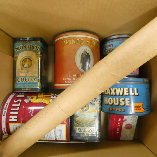 ASST. OLD TINS + CARDBOARD MILK TOKENS