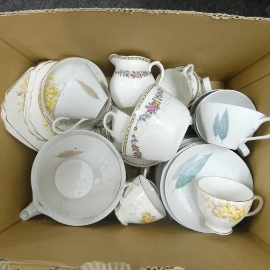BOX LOT PART TEASETS AYNSLEY NORITAKE ETC.
