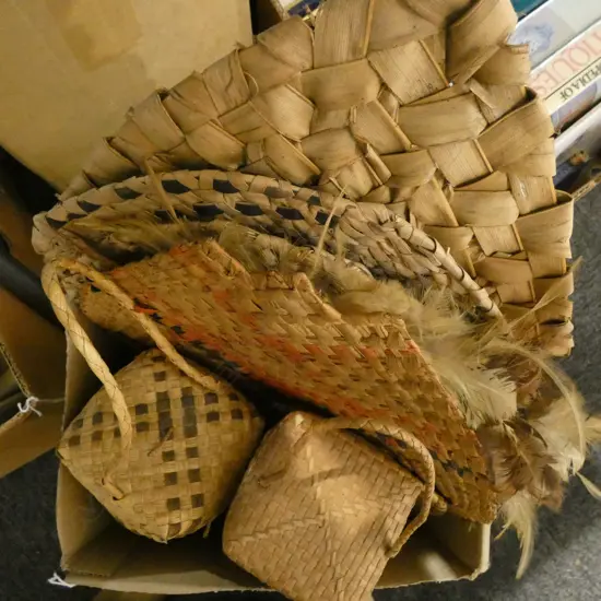 ASST. ETHNIC WOVEN FANS, SHELL NECKLACES, BAGS