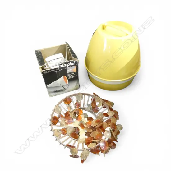 3 RETRO PIECES; RALTA HAIR DRYER, PHILIPS INFRAPHIL LIGHT, LIGHT SHADE