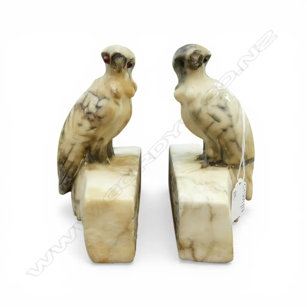 PR VINTAGE MARBLE BIRD BOOKENDS AF H.150mm Image 1++
