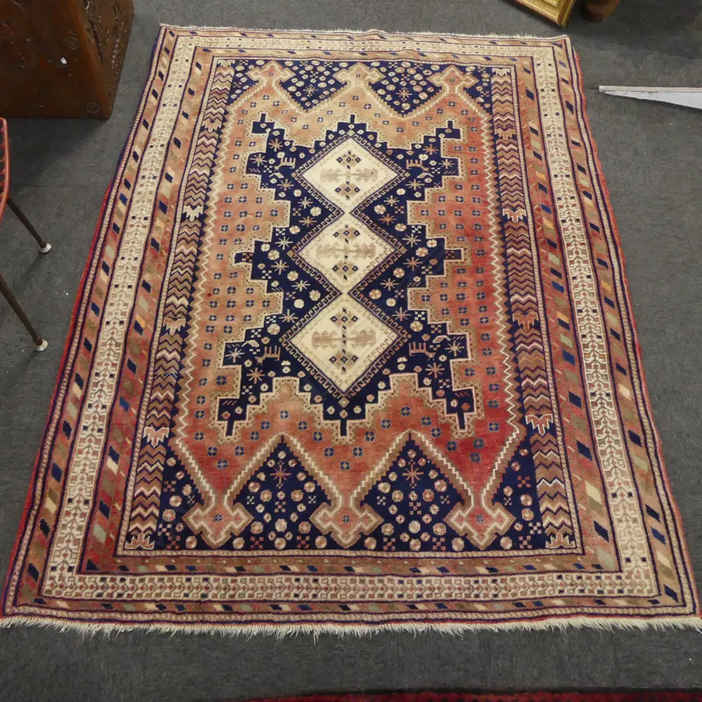 HAND KNOTTED ALL WOOL AFSHAR RUG 2050x1550mm Image 1++