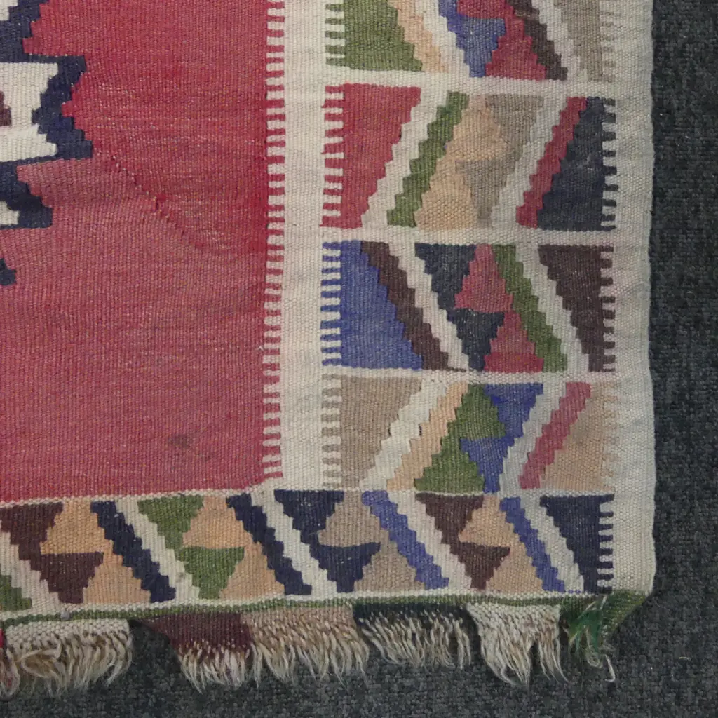 VINTAGE HANDMADE  FLATWEAVE KILIM RUNNER RUG, some wear, 930 x 2800 mm Image 1++