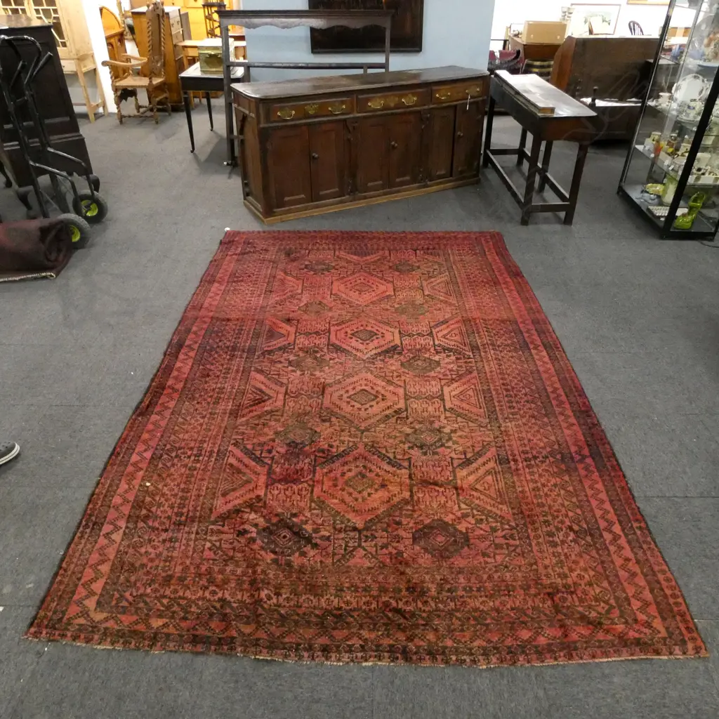 LG HAND KNOTTED ALL WOOL AFGHAN ERSARI TURKOMAN RUG C.1900 EX FABLES 3250x2100mm minor damage Image 1++