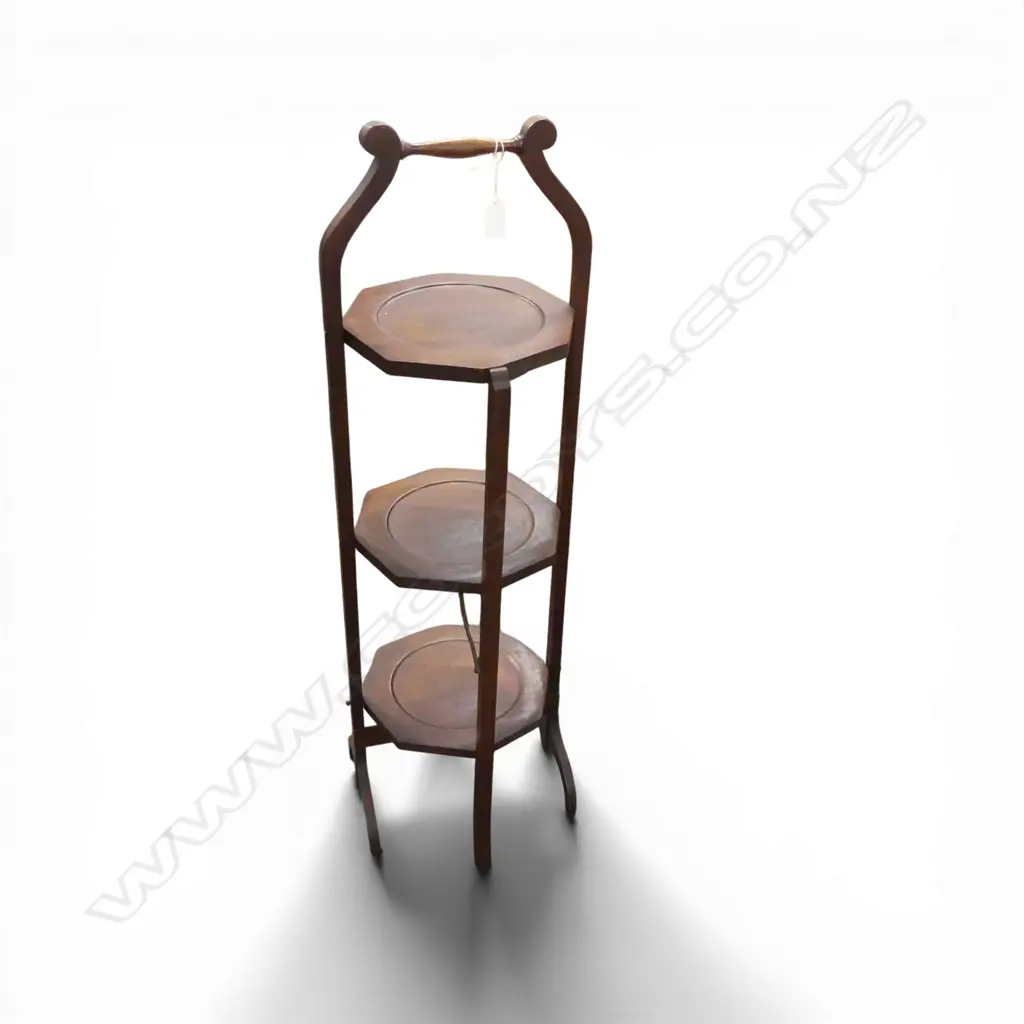 3 TIER MAHOGANY FOLDING CAKE STAND H.875mm Image 1++