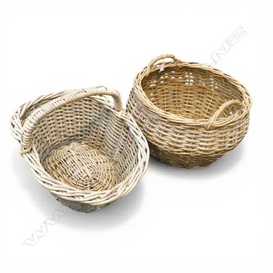 2 LG WOVEN CANE BASKETS W.610mm