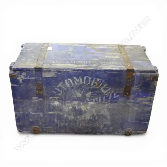 FRENCH VINTAGE BLUE PAINTED CRATE 710x340x400mm