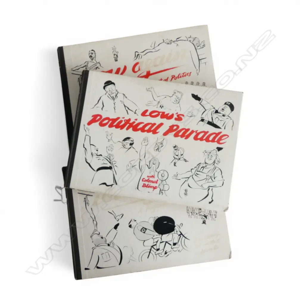 3 VOLS. 1930s DAVID LOW POLITICAL CARTOONS, SIGNED BY AUTHOR Image 1++