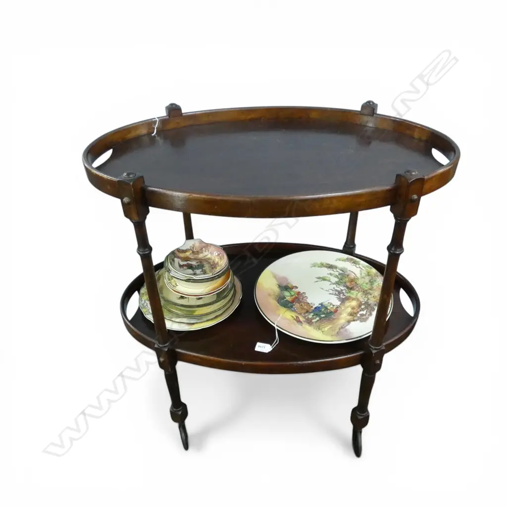 2 TIER MAHOGANY DRINKS TROLLEY H.745mm Image 1++