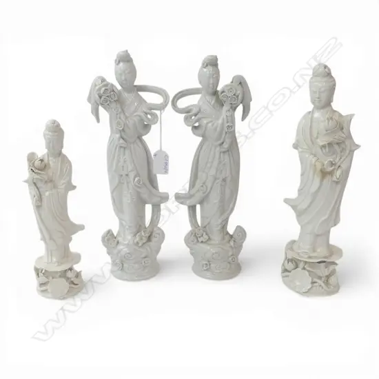 4 CHINESE BLANC DE CHINE FIGURINES (PR + 2) H.315mm