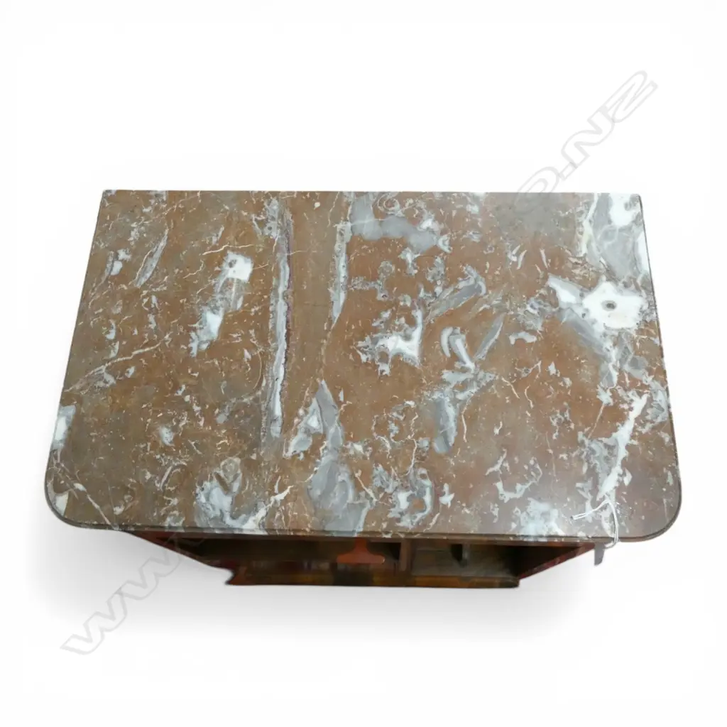 FRENCH ART DECO MARBLE TOP BEDSIDE CABINET bakelite handles 600x370x720mm Image 1++