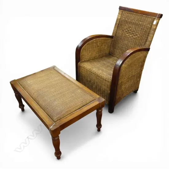 FRENCH CANE CHAIR + STOOL W.775mm