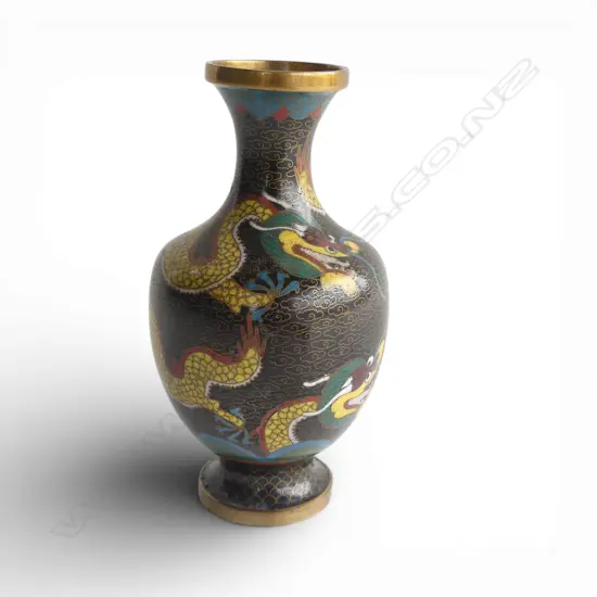 CLOISONNE VASE w. DRAGON DECORATION H.155mm