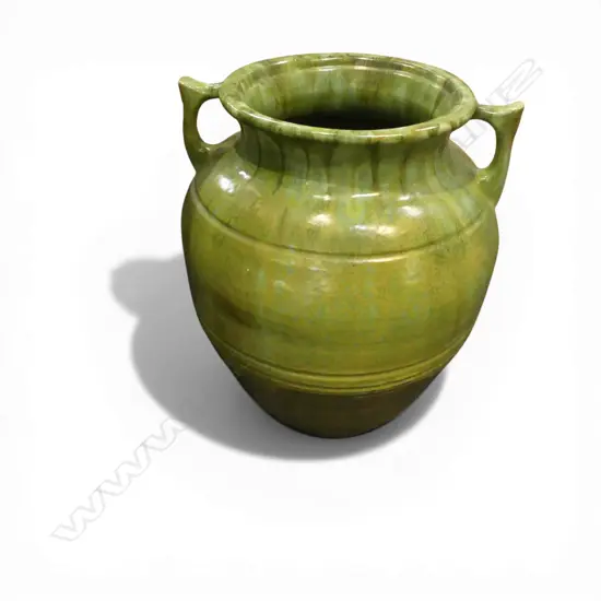MOTTLED GREEN GLAZE BALUSTER VASE H.460mm