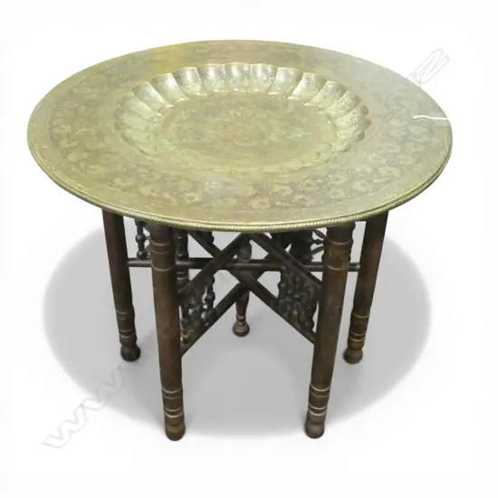 MIDDLE EASTERN / MOORISH BRASS TRAY SIDE TABLE 620mm dia