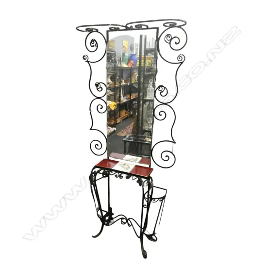 FRENCH METAL MIRROR & TILED HALL STAND 800x220x1800mm