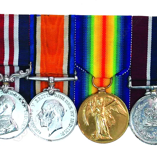 A collection of WWI medals awarded to Pte. John King 'W.RID. R.' and a N.Z. police medal for long service and good conduct