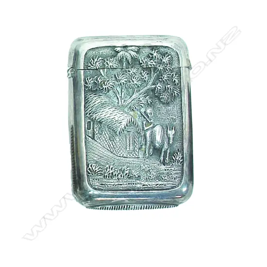 An unmarked Indian silver vesta case
