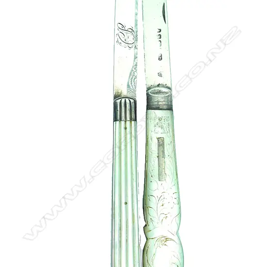 Two Victorian silver folding fruit knives