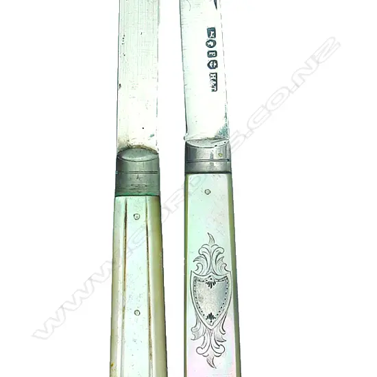 Two silver folding fruit knives