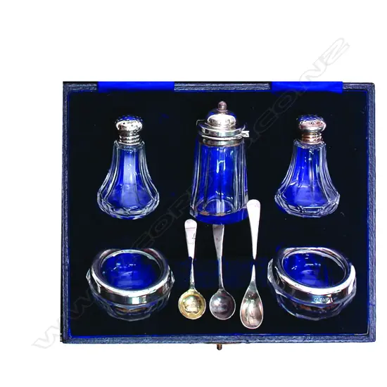 A five piece cruet set