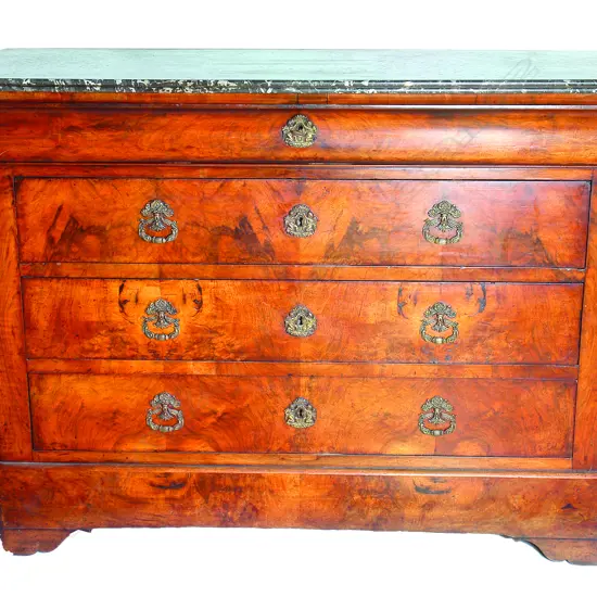 A 19thC Beidermeier walnut chest of four drawers