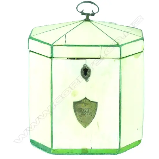 A George III ivory octagonal tea caddy