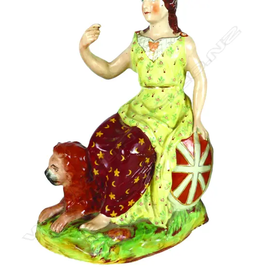 A Georgian Staffordshire figure of seated Britannia