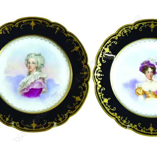 13 antique Sevres porcelain cabinet plates