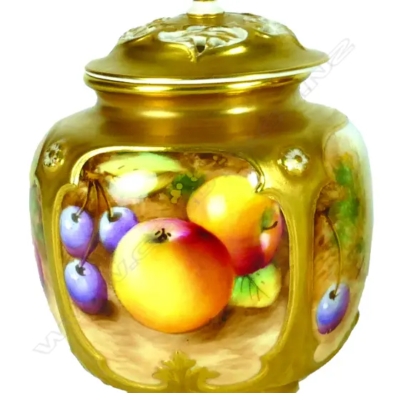 A Royal Worcester potpourri vase and cover painted by Roberts