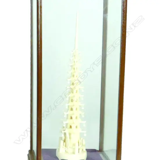 An old carved ivory and bone pagoda sculpture